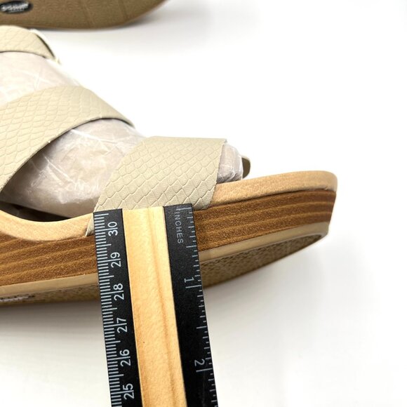 9.5W 9.5 WIDE WIDTH Dr Scholls Beige Oatmeal Snakeskin Wedges Sandals Shoes - Picture 14 of 15